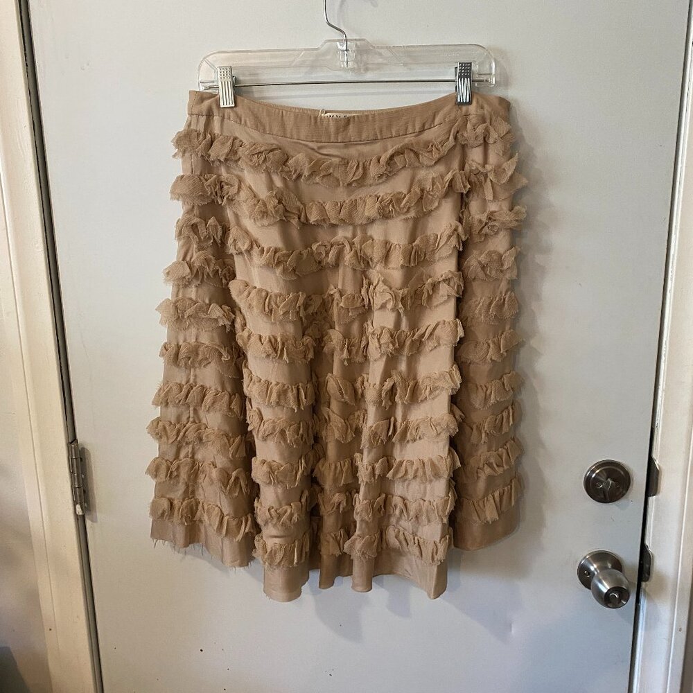 Wyeth By Todd Magill Seasonal Collection Nude/Blush Silk Ruffle Skirt 6/8 Small View 5